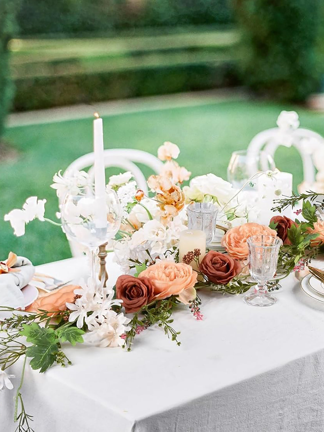 Silk Peony Garland 2 Pack For Wedding Arch Decor 6 Ft Orange Burnt