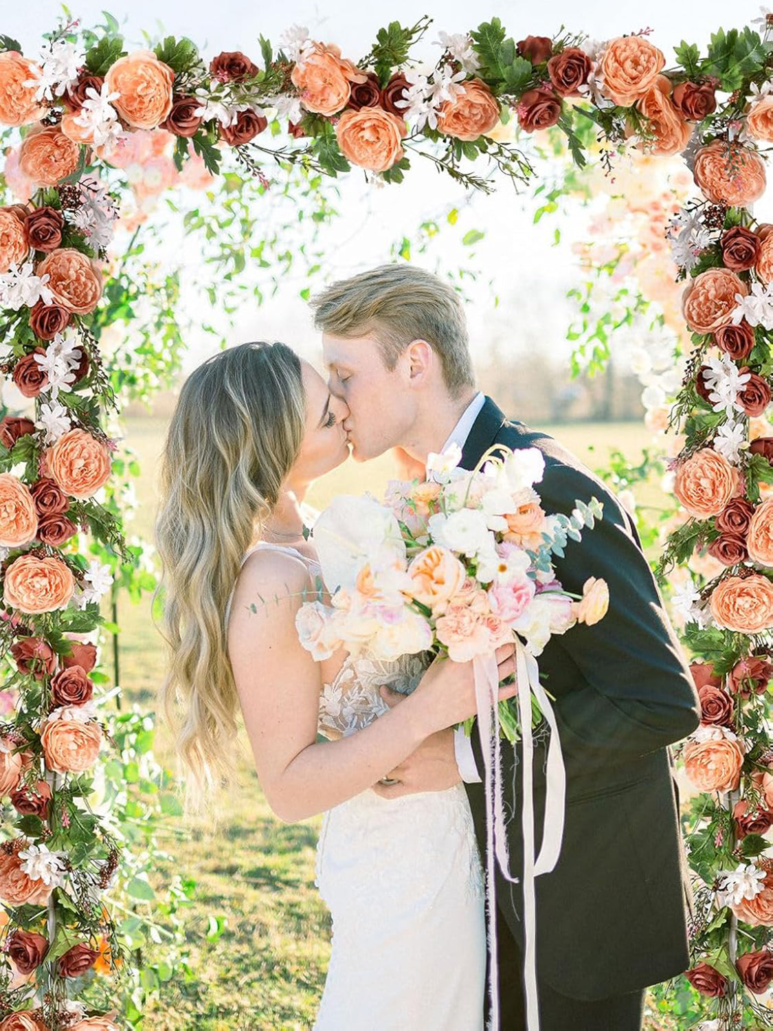 Silk Peony Garland 2 Pack For Wedding Arch Decor 6 Ft Orange Burnt