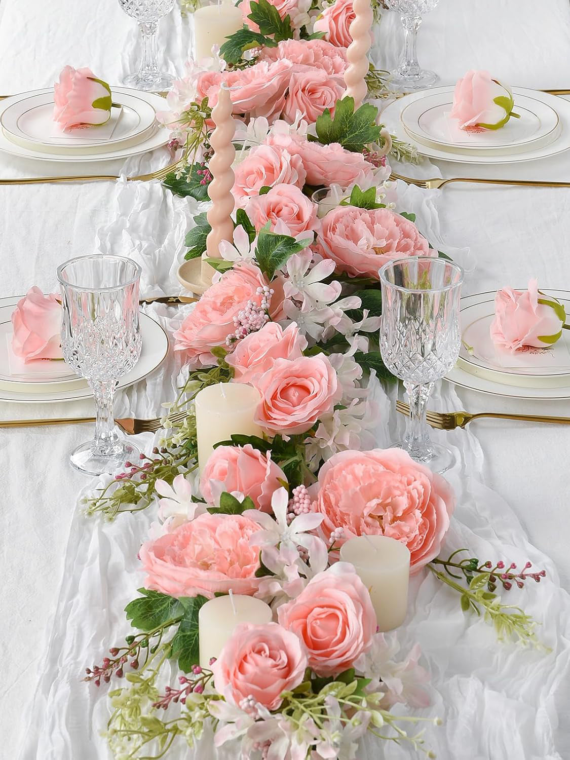 Pink Silk Peony Garland 2 Pack for Wedding Arch Decor