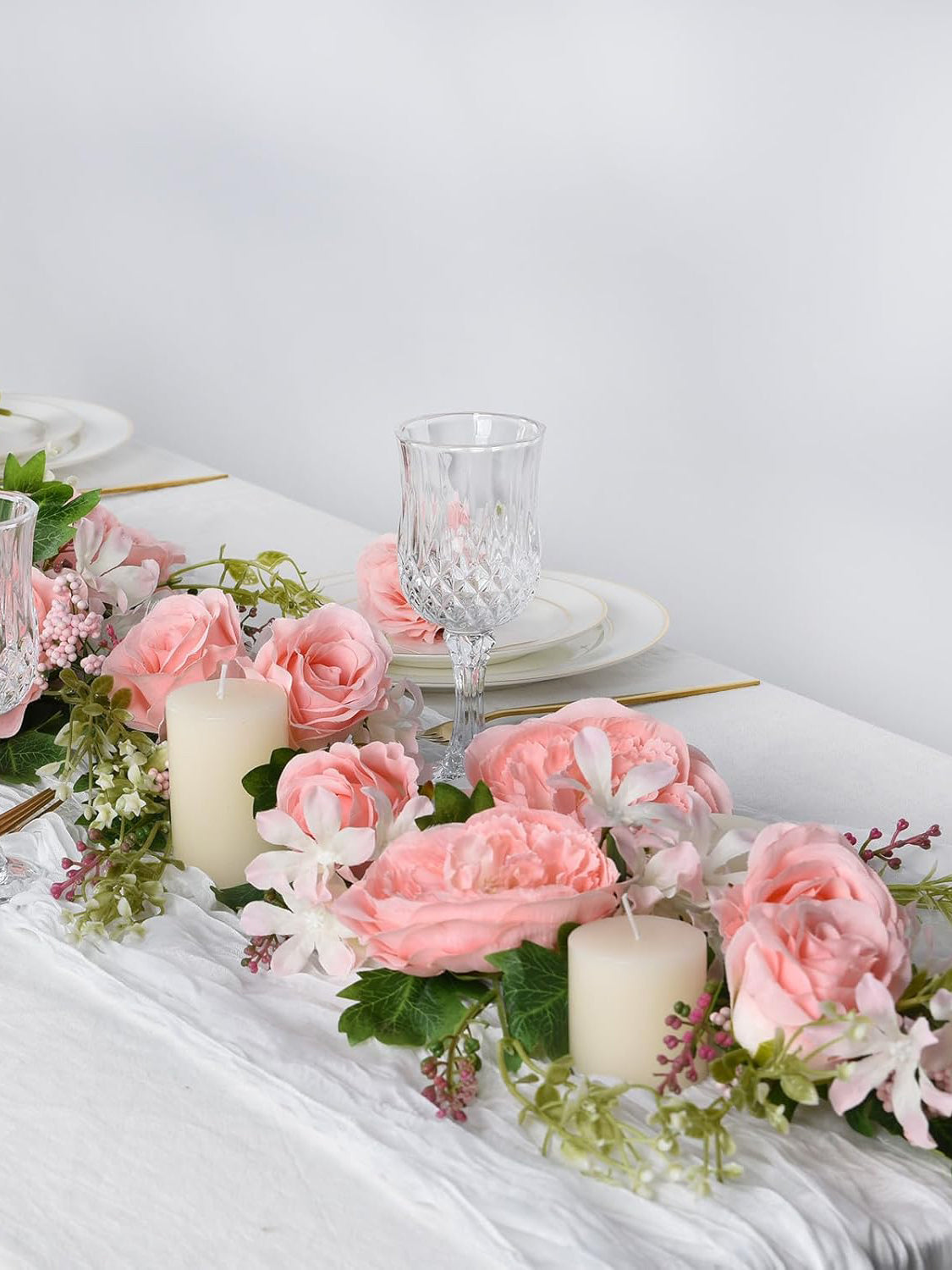 Pink Silk Peony Garland 2 Pack for Wedding Arch Decor