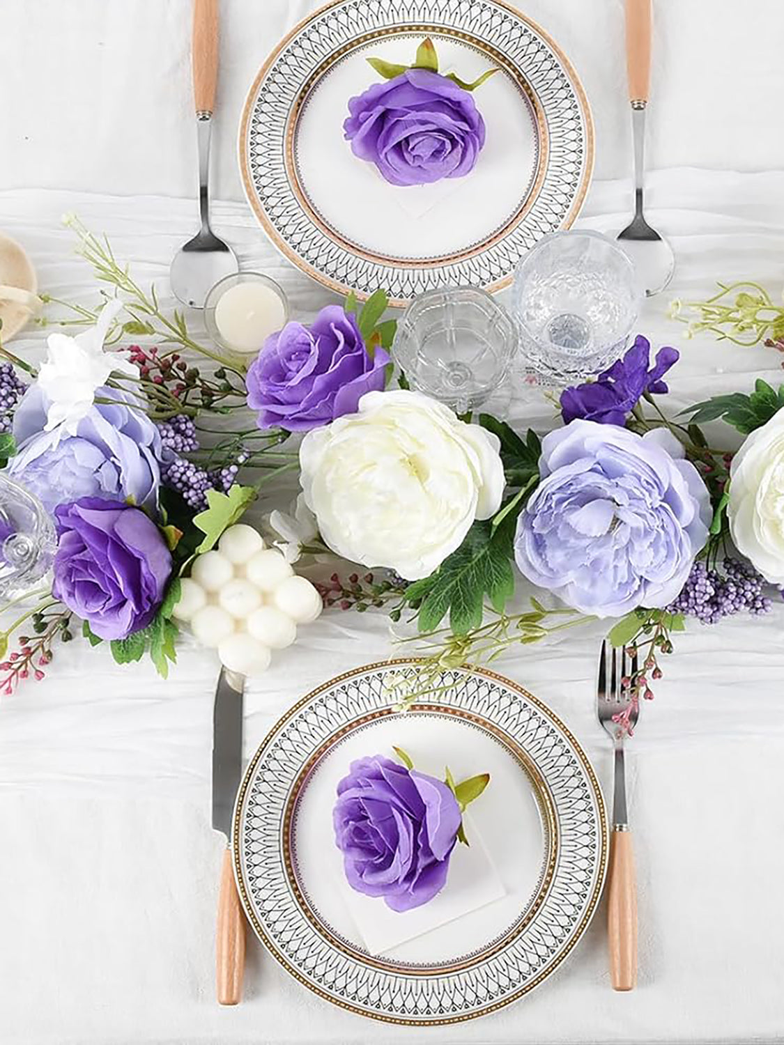 Silk Peony Garland 2 Pack Wedding Arch Decor 6 Ft Each White Purple Dark Purple