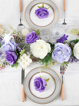 Silk Peony Garland 2 Pack Wedding Arch Decor 6 Ft Each White Purple Dark Purple