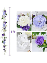 Silk Peony Garland 2 Pack Wedding Arch Decor 6 Ft Each White Purple Dark Purple