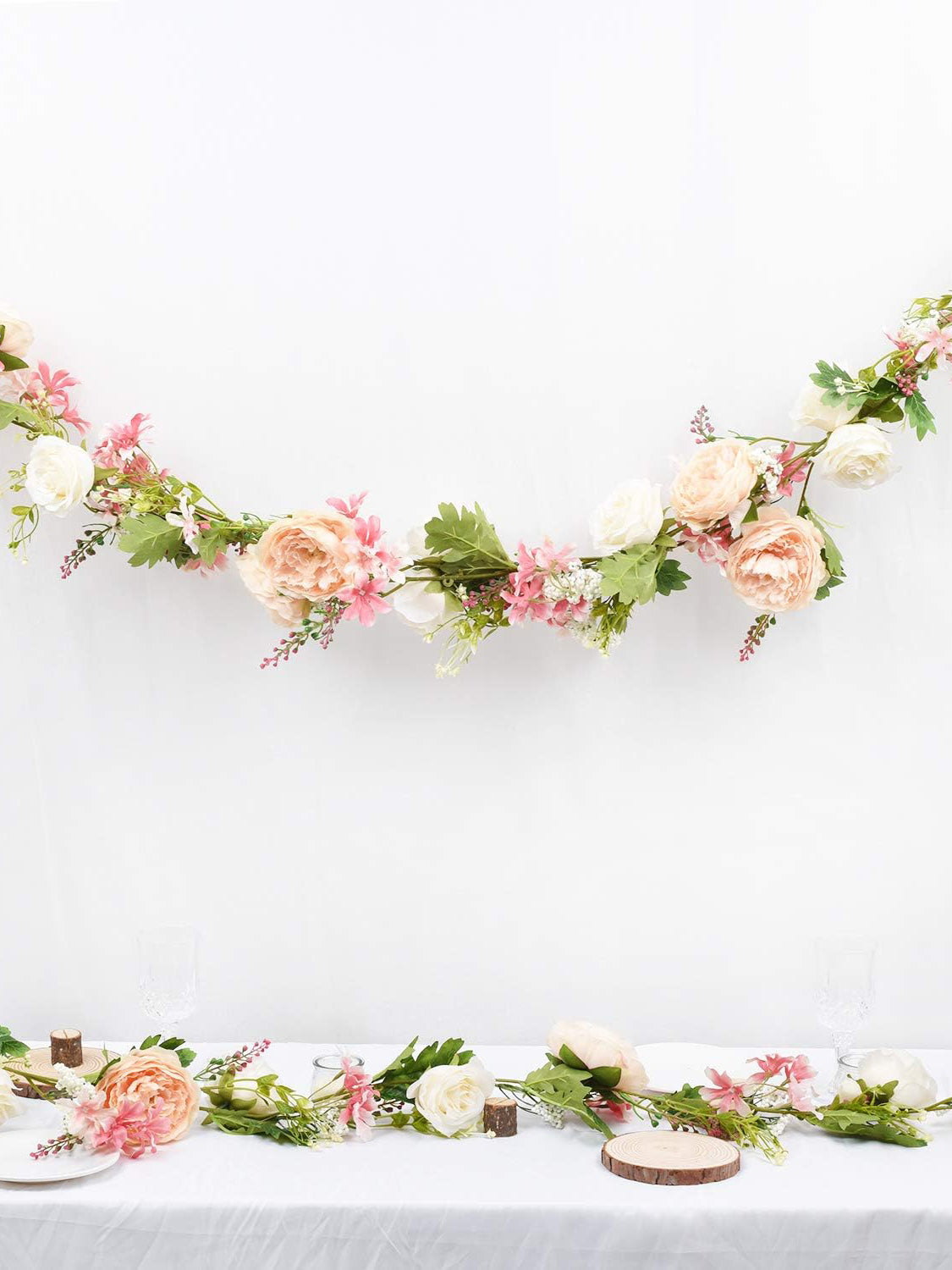 Champagne Silk Peony Garland 6ft 2 Pack For Wedding Arch