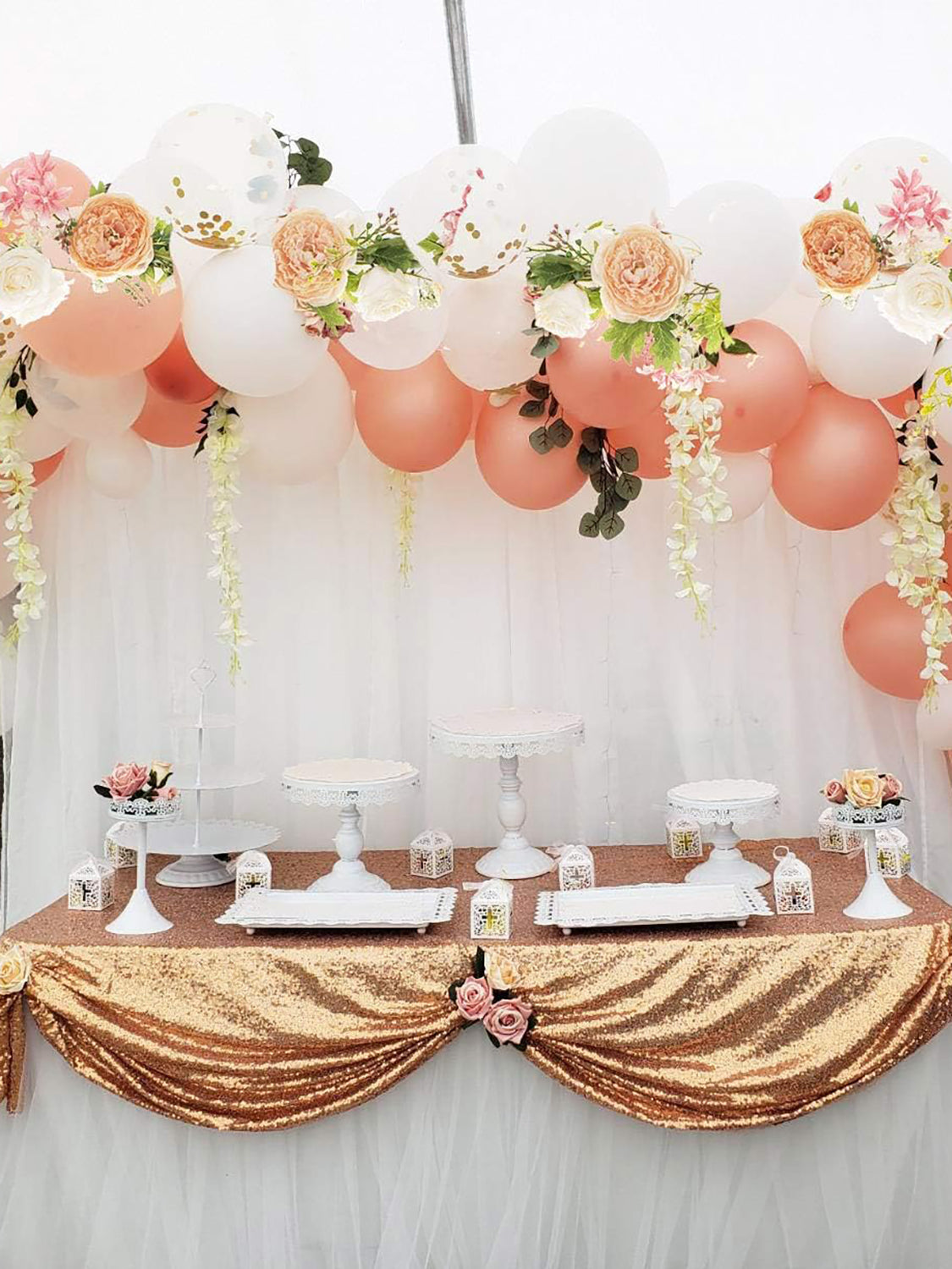 Champagne Silk Peony Garland 6ft 2 Pack For Wedding Arch