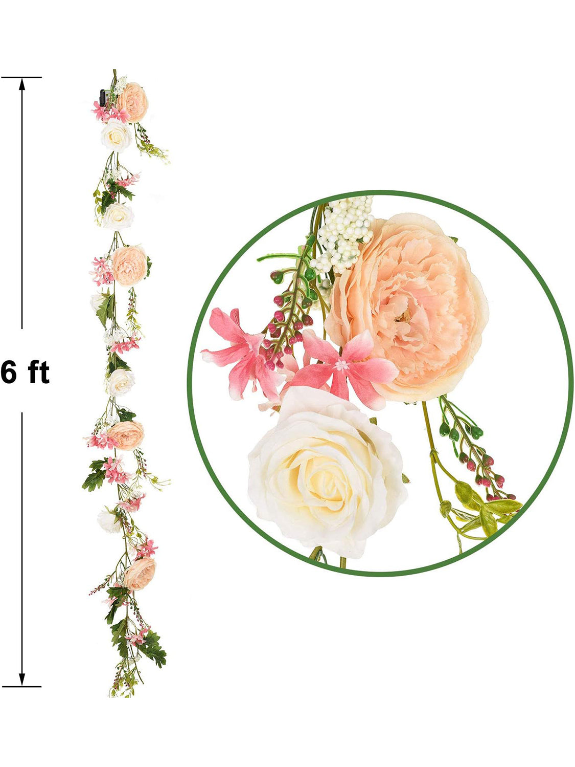 Champagne Silk Peony Garland 6ft 2 Pack For Wedding Arch