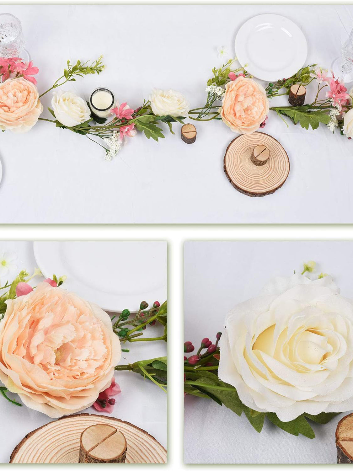 Champagne Silk Peony Garland 6ft 2 Pack For Wedding Arch