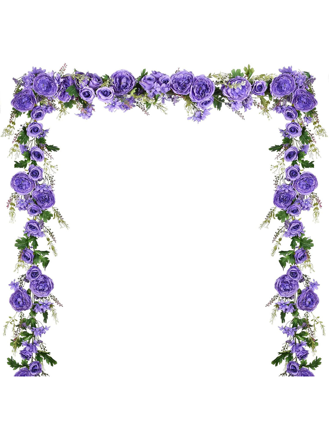 Dark Purple Silk Peony Garland 2-Pack for Wedding Arch 6 Ft Length