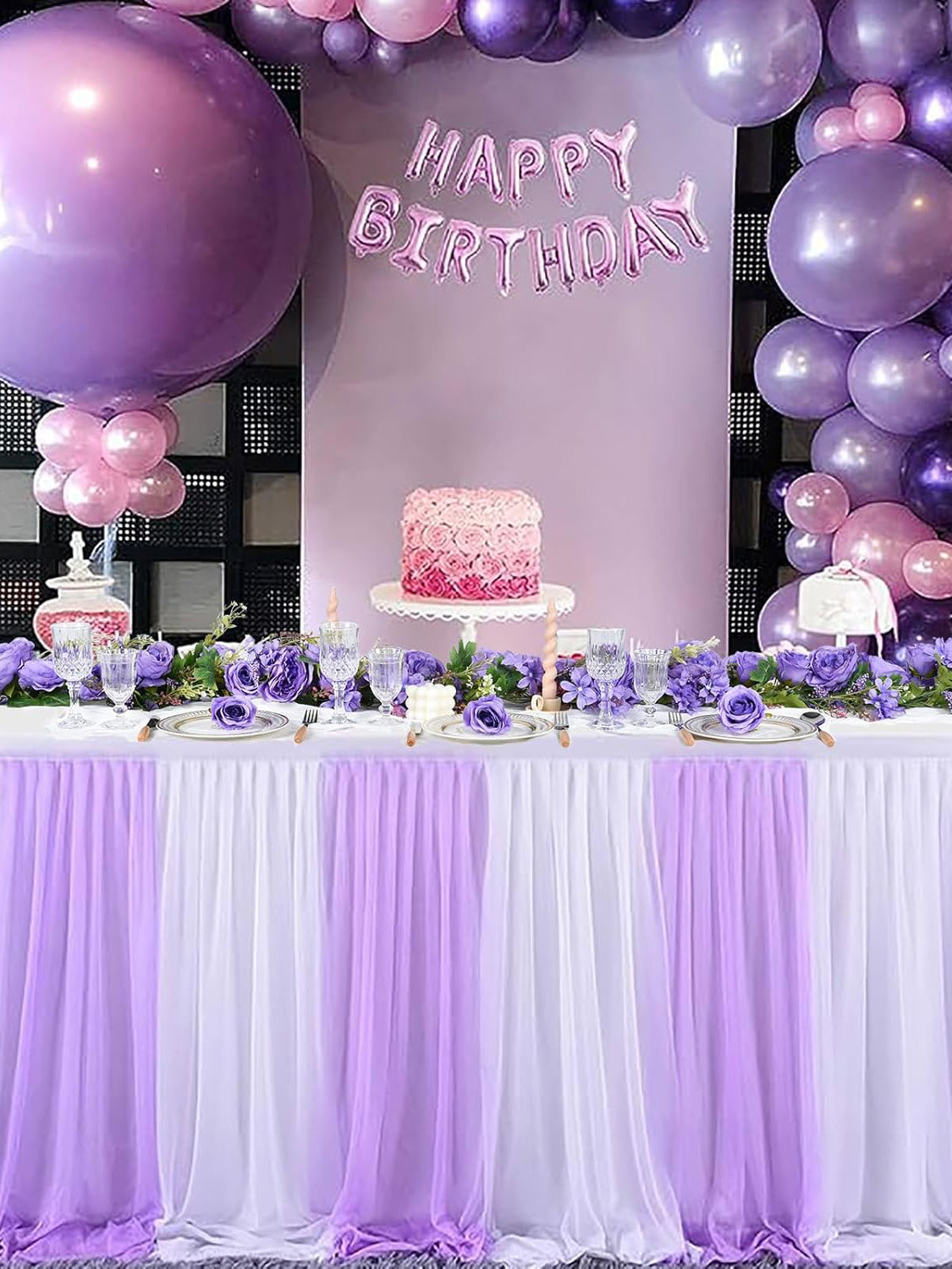 Dark Purple Silk Peony Garland 2-Pack for Wedding Arch 6 Ft Length