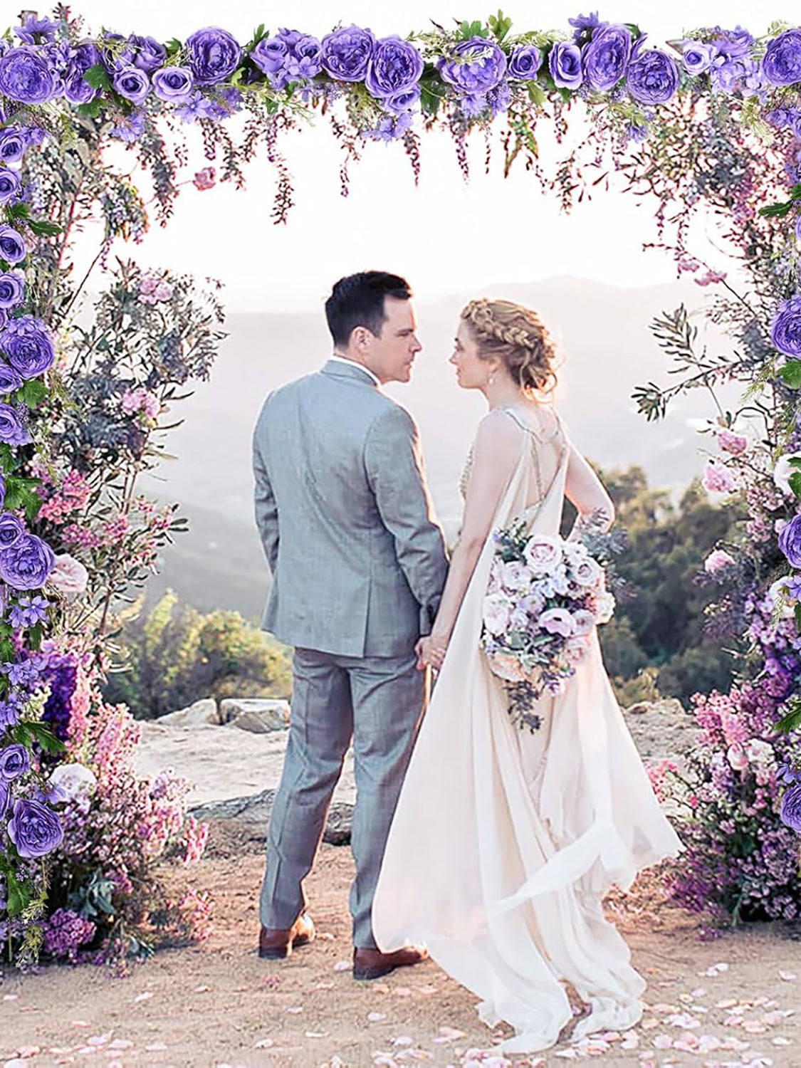 Dark Purple Silk Peony Garland 2-Pack for Wedding Arch 6 Ft Length