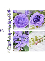 Dark Purple Silk Peony Garland 2-Pack for Wedding Arch 6 Ft Length