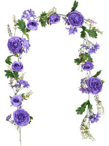 Dark Purple Silk Peony Garland 2-Pack for Wedding Arch 6 Ft Length