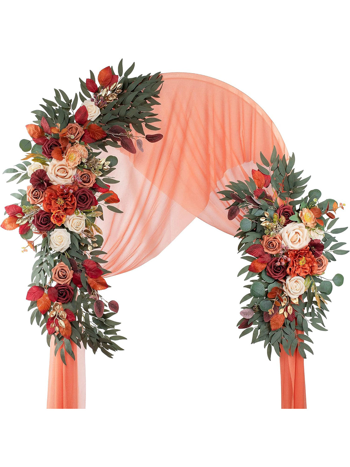 Orange Wedding Arch Artificial Flowers for Decoration Set of 2