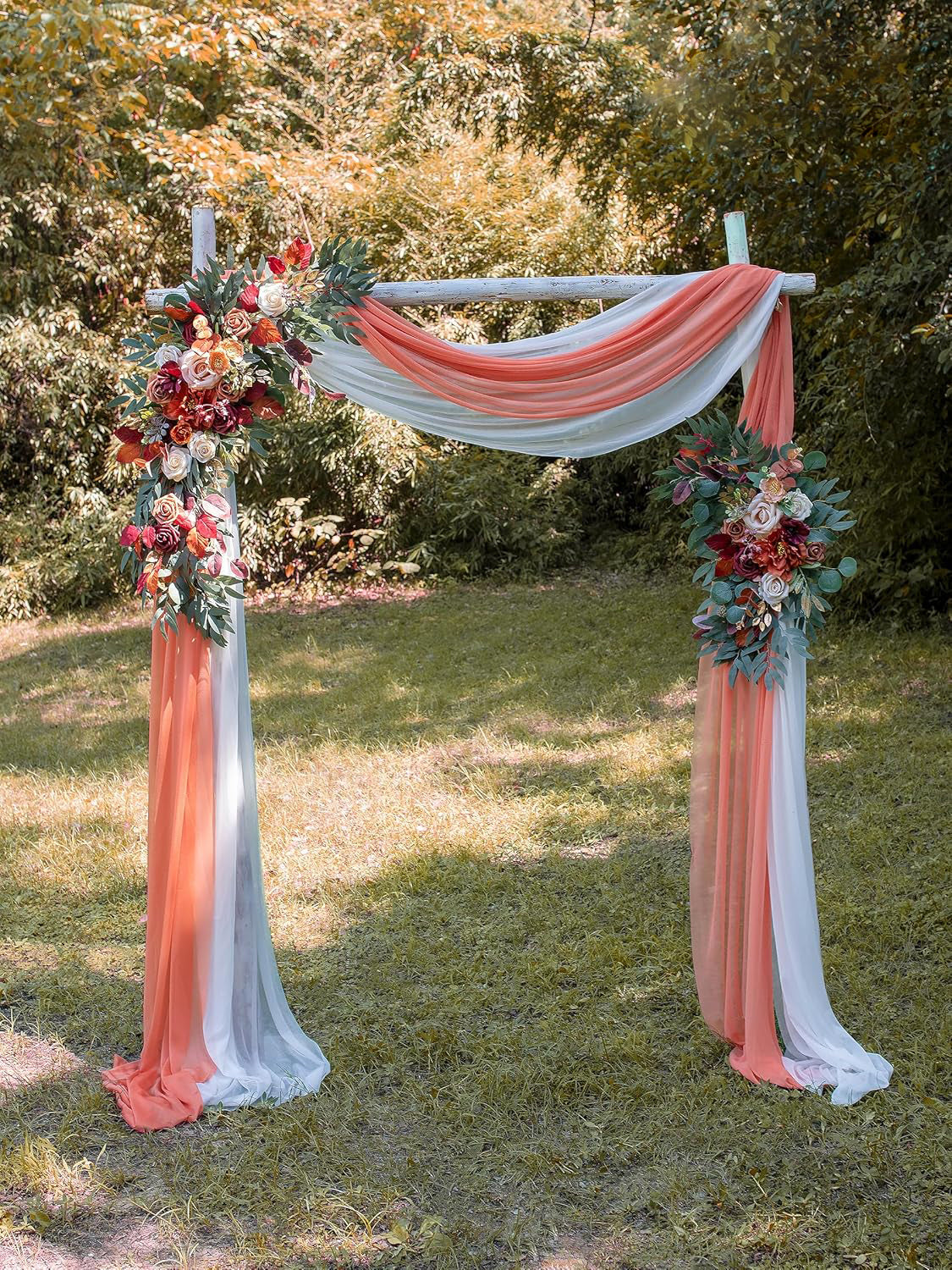 Orange Wedding Arch Artificial Flowers for Decoration Set of 2