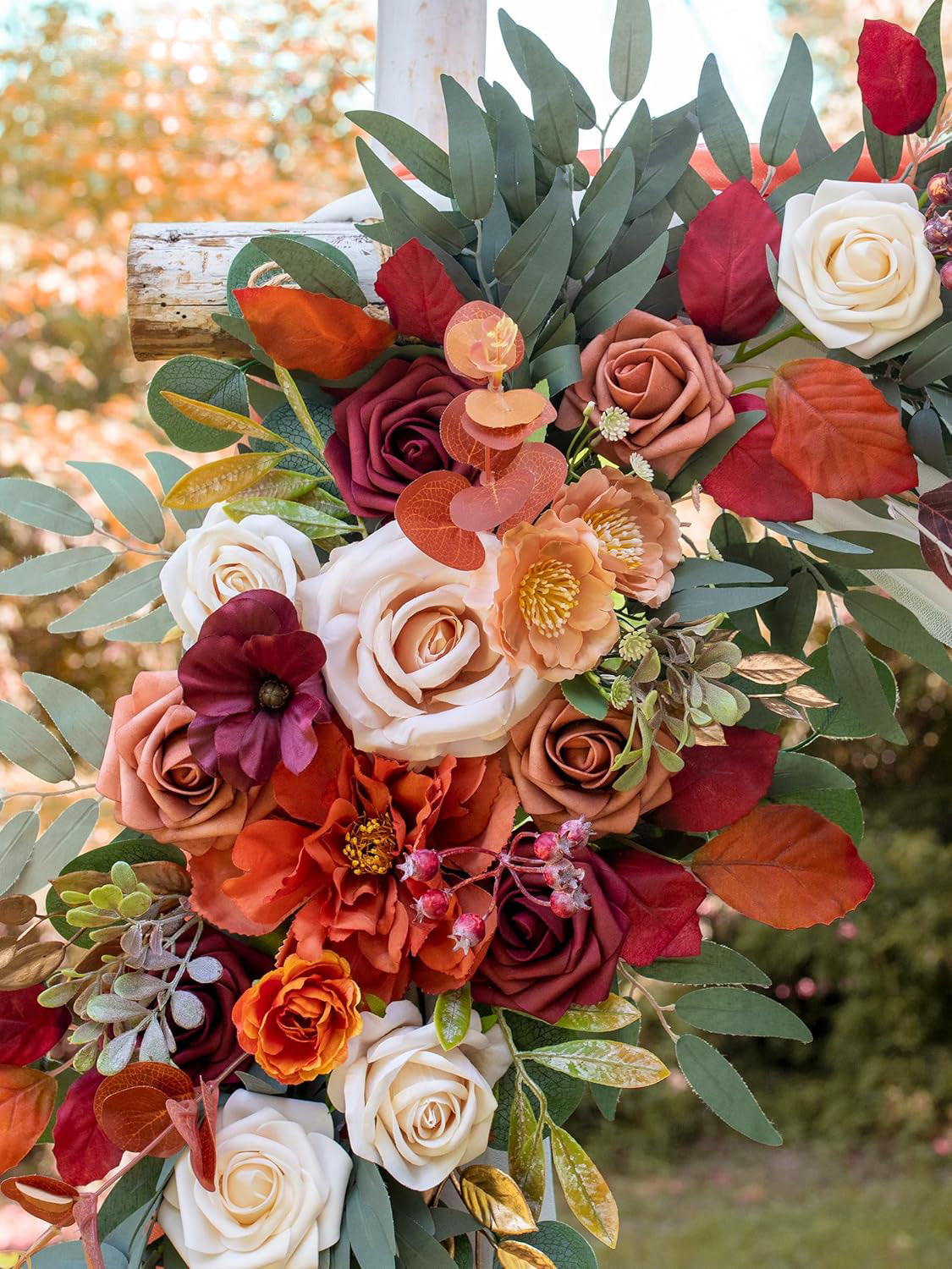 Orange Wedding Arch Artificial Flowers for Decoration Set of 2