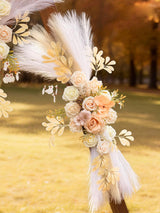 Beige White Wedding Arch Artificial Flowers Pack Of 2 Boho Ceremony Decor