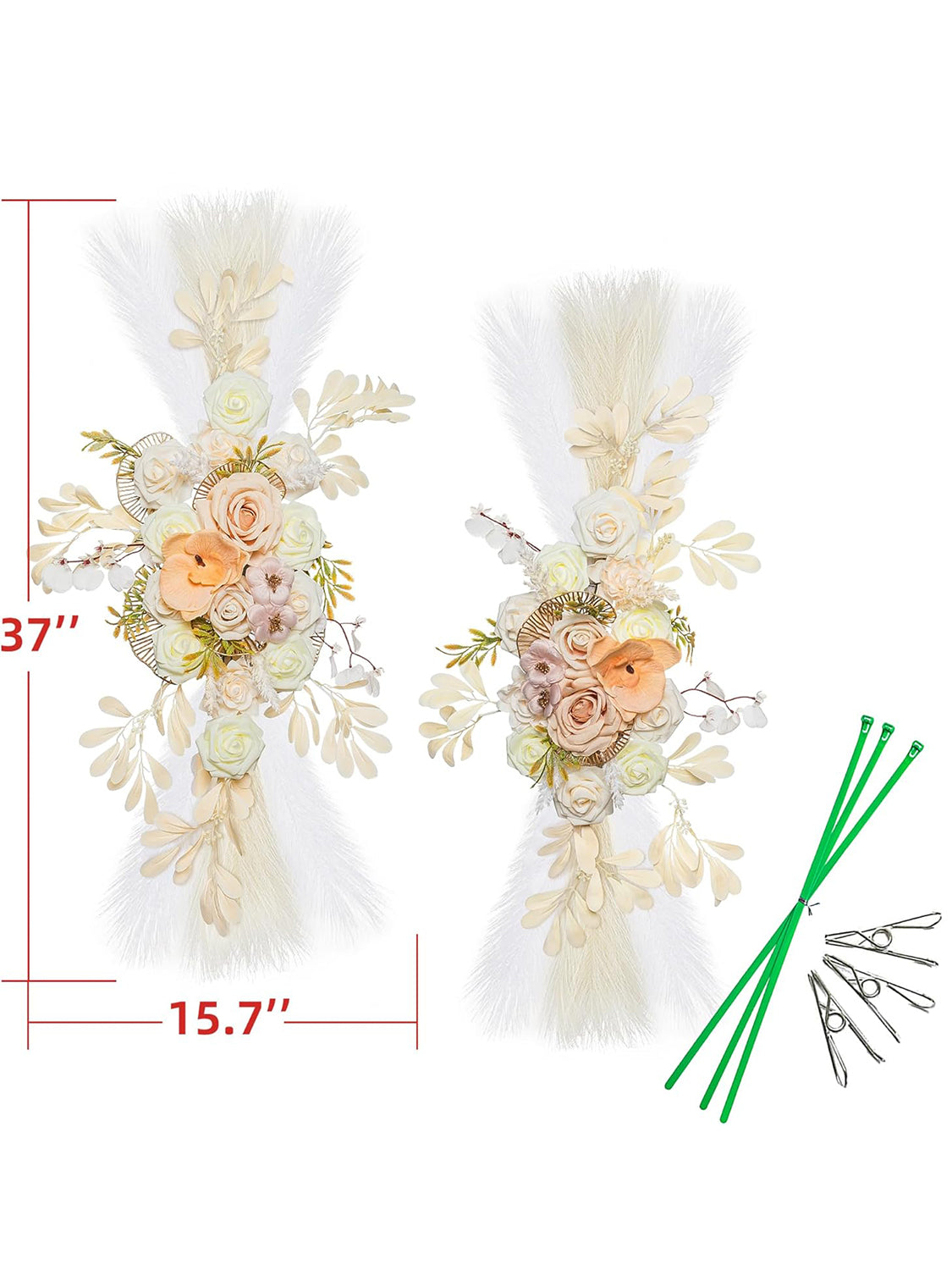 Beige White Wedding Arch Artificial Flowers Pack Of 2 Boho Ceremony Decor