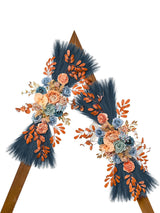 Blue Coffee Pampas Wedding Arch Artificial Flowers Set of 2 for Decor