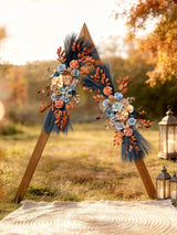 Blue Coffee Pampas Wedding Arch Artificial Flowers Set of 2 for Decor