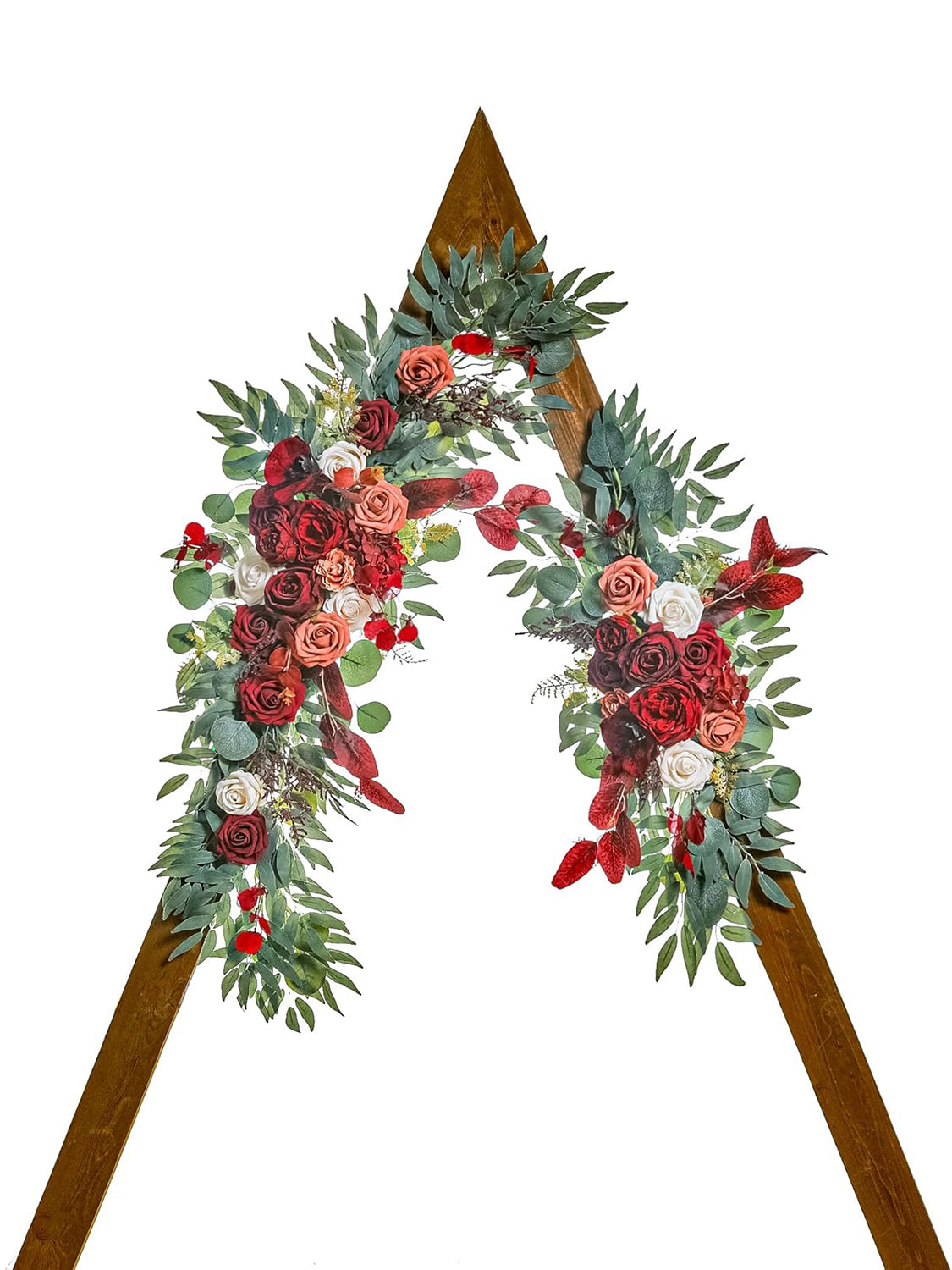 Wedding Arch Artificial Flowers 2 Pack for Decoration Burgundy and Orange