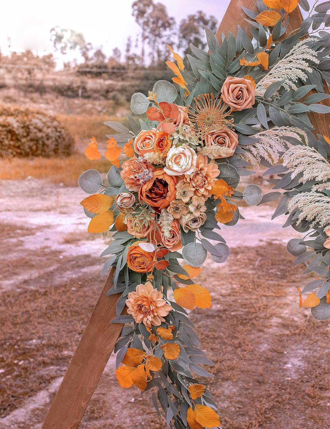 Artificial Flowers For Wedding Arch Two Floral Swags Burnt Orange