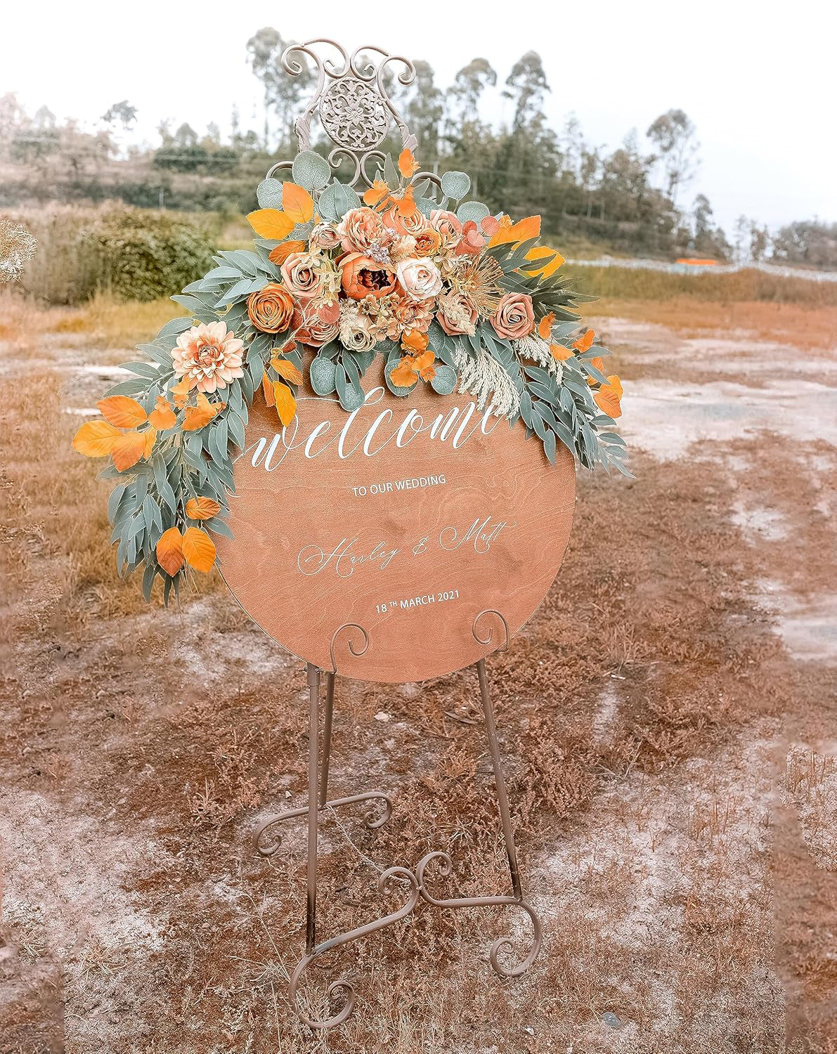 Artificial Flowers For Wedding Arch Two Floral Swags Burnt Orange