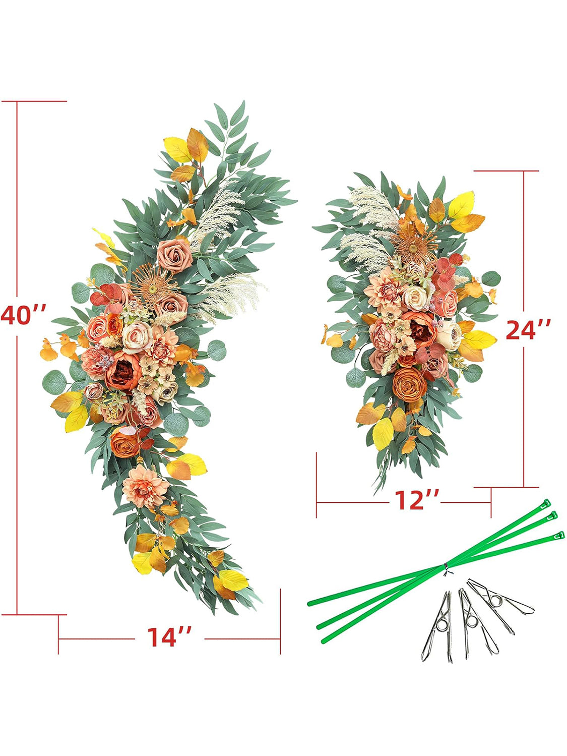 Artificial Flowers For Wedding Arch Two Floral Swags Burnt Orange