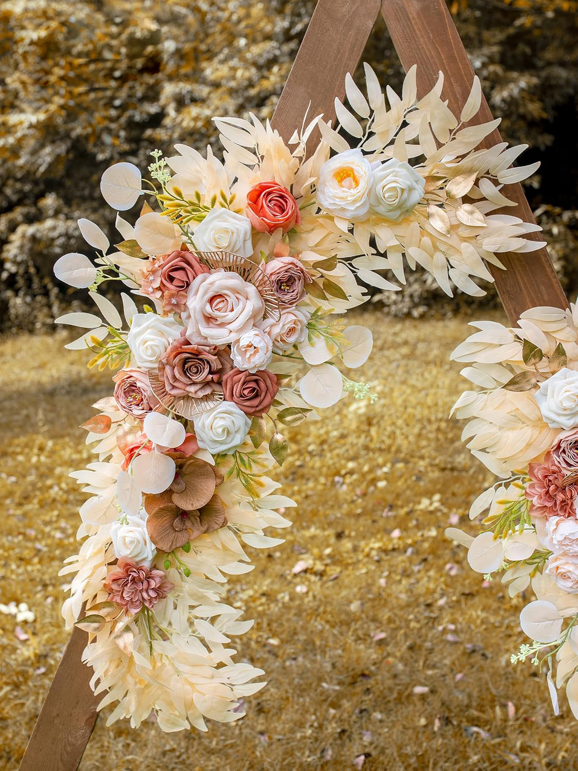 Champagne Wedding Arch Artificial Flowers Pack of 2 Large Floral Swags for Boho