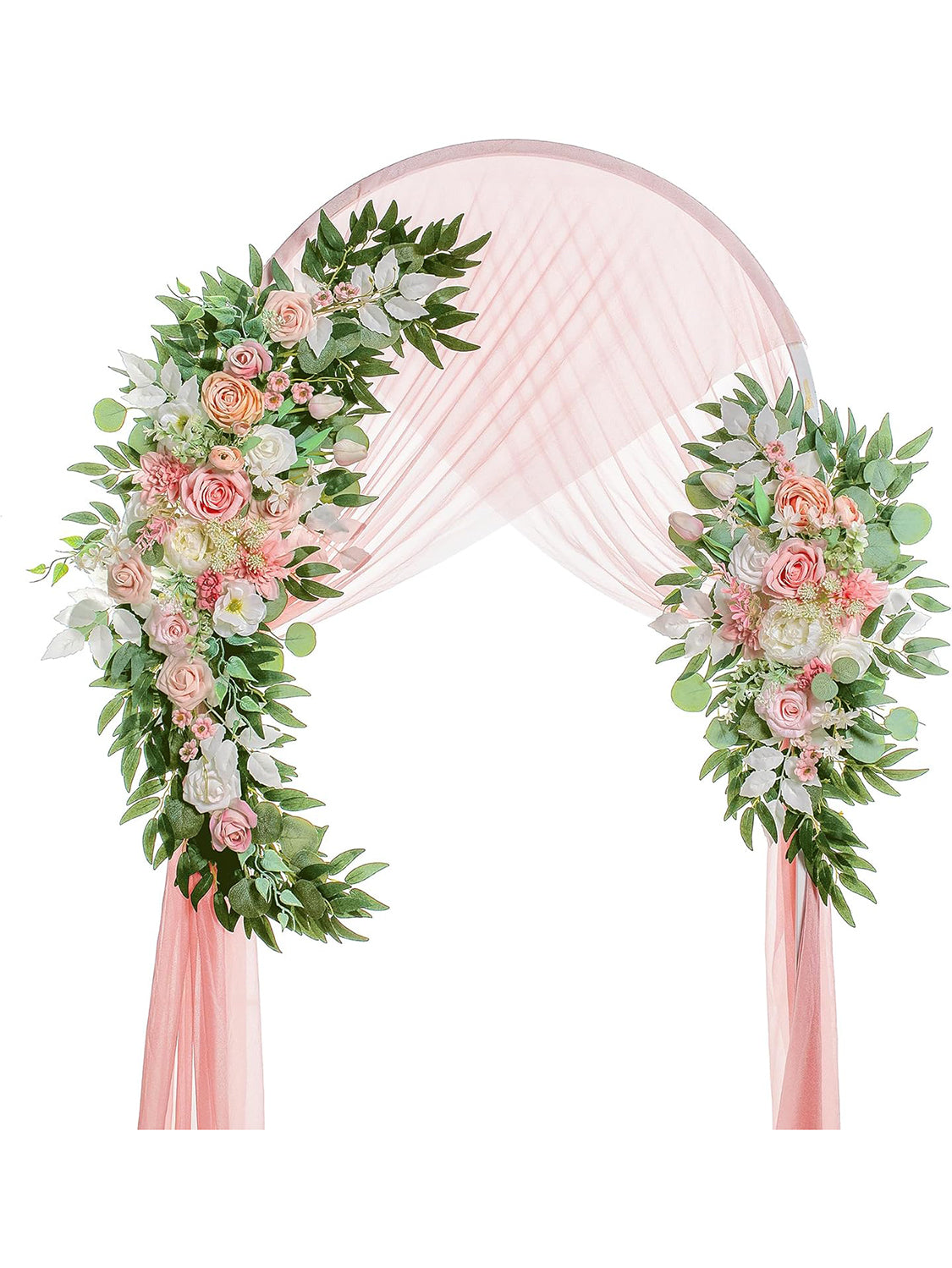 Champagne And Pink White Artificial Wedding Arch Flowers For Decor Two Piece Swags