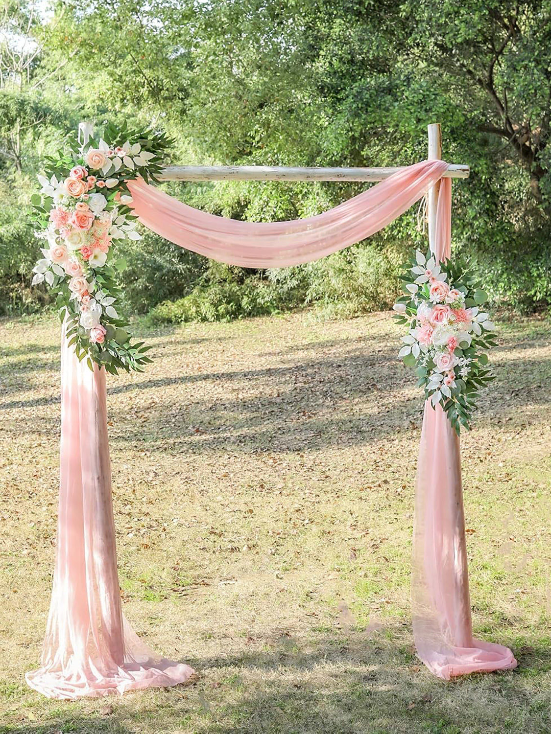 Champagne And Pink White Artificial Wedding Arch Flowers For Decor Two Piece Swags