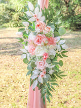 Champagne And Pink White Artificial Wedding Arch Flowers For Decor Two Piece Swags