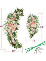 Champagne And Pink White Artificial Wedding Arch Flowers For Decor Two Piece Swags