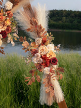 Champagne Pampas Wedding Arch Artificial Flowers Two Large Swags Decor