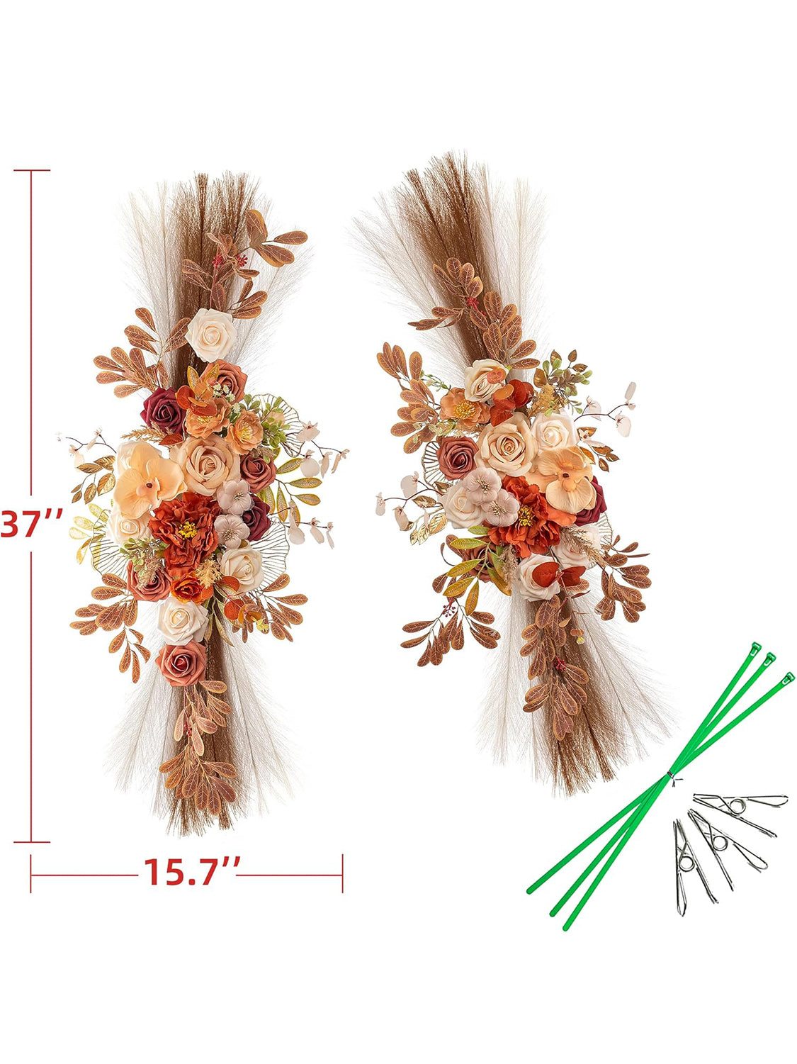 Champagne Pampas Wedding Arch Artificial Flowers Two Large Swags Decor