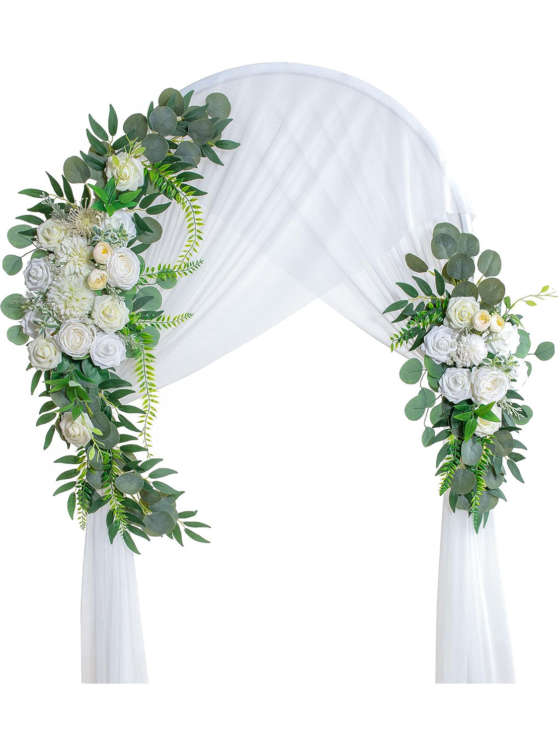 Creamy White And Ivory White Wedding Arch Flowers Two Swags