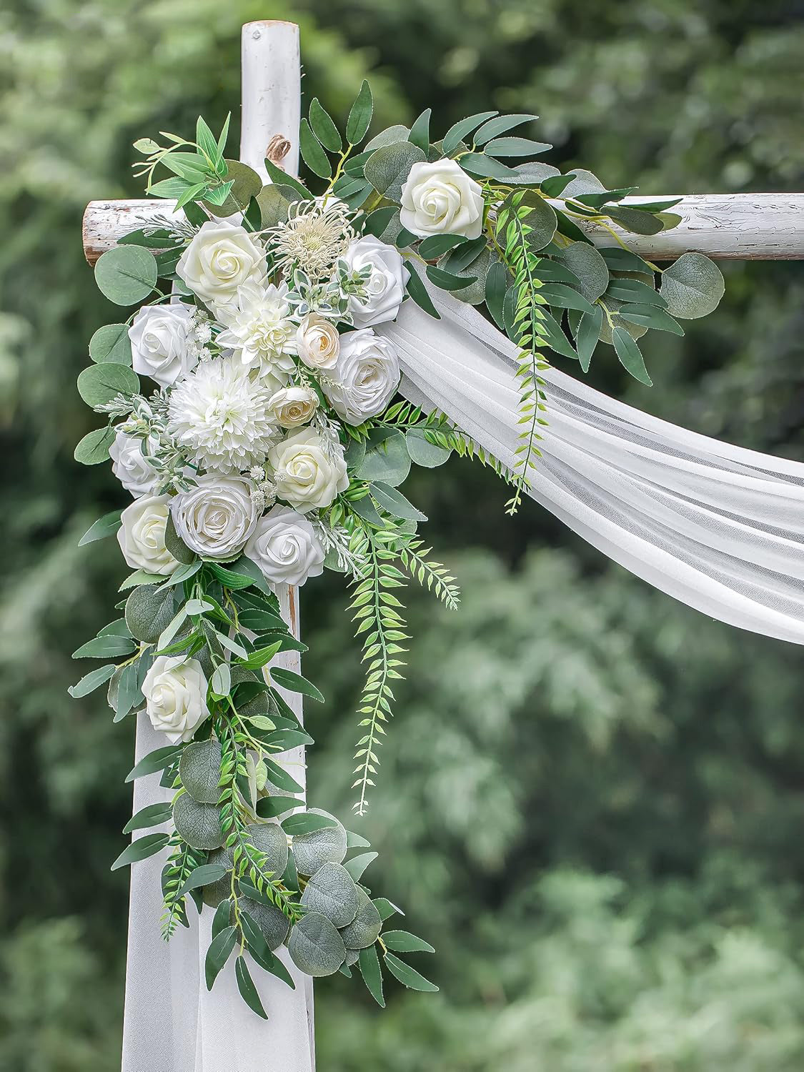 Creamy White And Ivory White Wedding Arch Flowers Two Swags