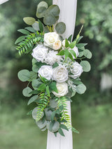 Creamy White And Ivory White Wedding Arch Flowers Two Swags