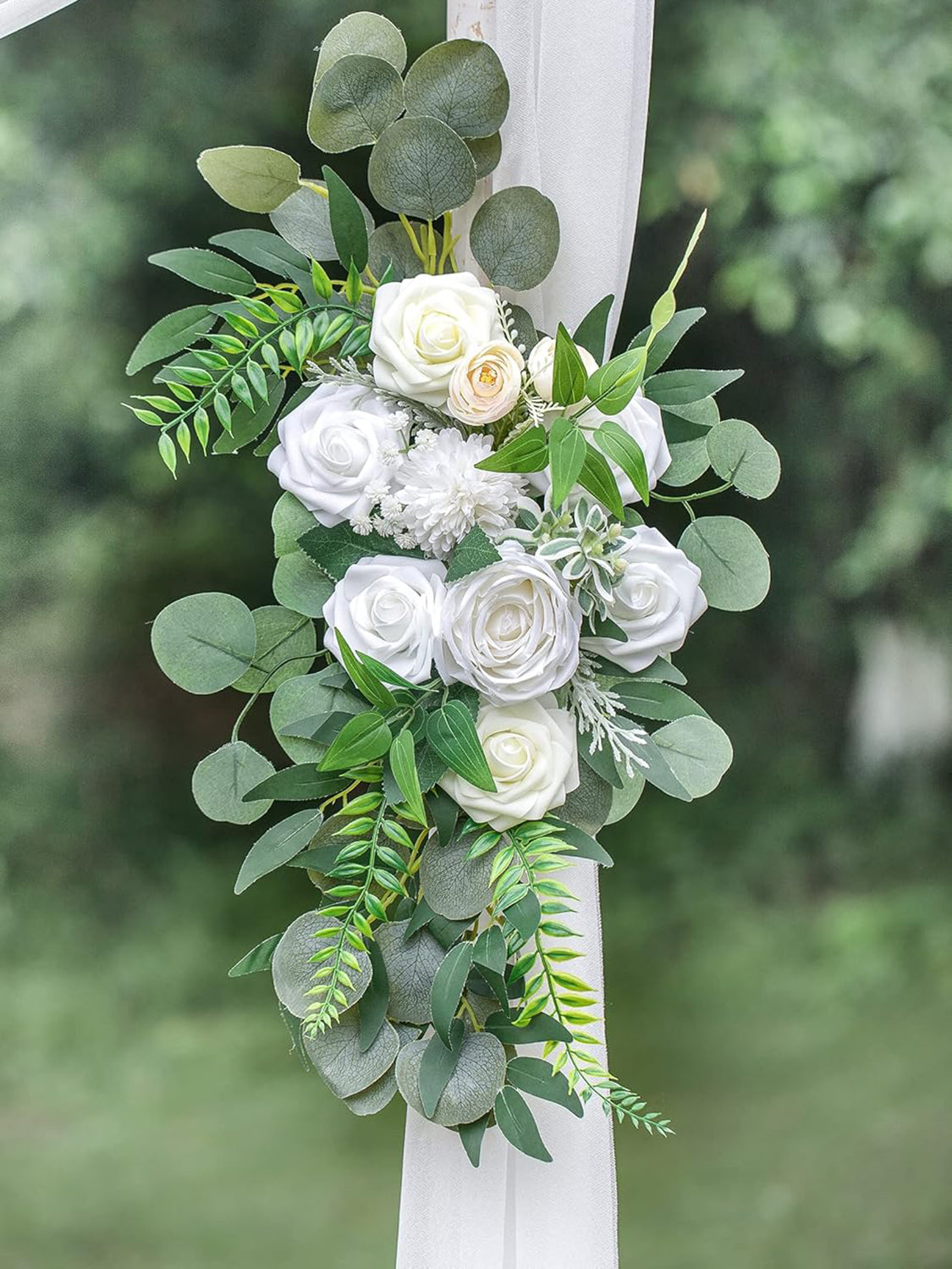 Creamy White And Ivory White Wedding Arch Flowers Two Swags