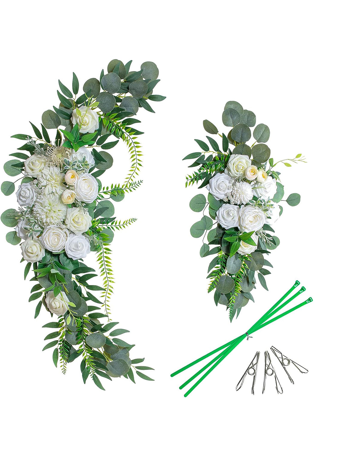Creamy White And Ivory White Wedding Arch Flowers Two Swags