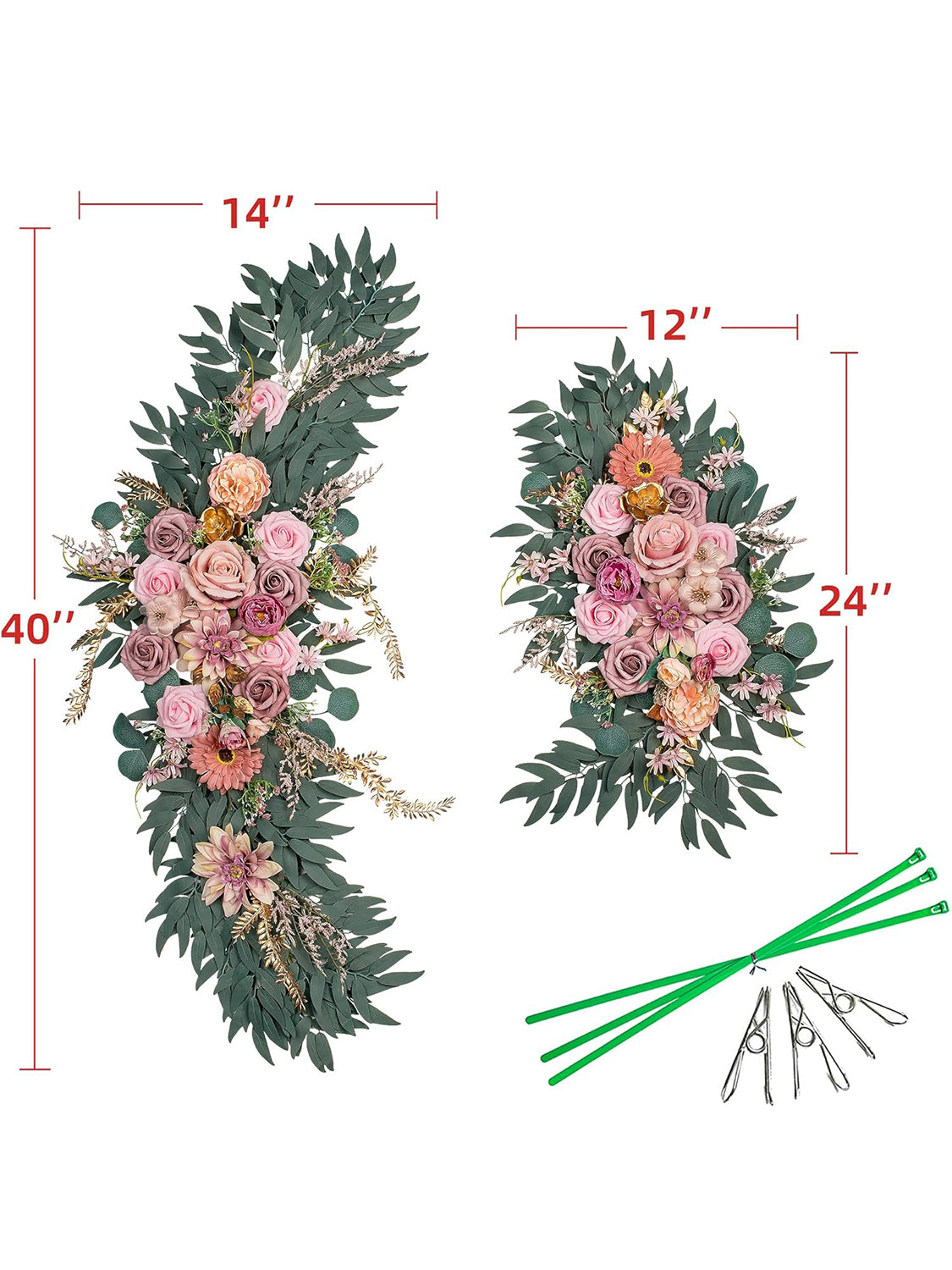 Dust Pink Wedding Arch Flowers Pack of 2 for Boho Wedding Ceremony