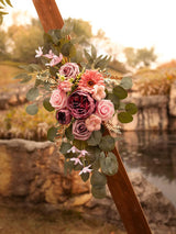 Dusty & Blush Wedding Arch Artificial Flowers Two-Swag Set for Ceremony Backdrop