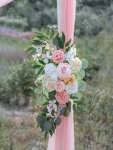 Fleshy Pink Wedding Arch Artificial Flowers Two Pack Swags for Ceremony