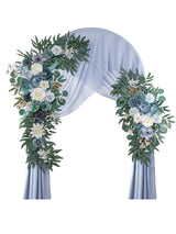 Gray Blue Wedding Arch Artificial Flowers Two Swag Set for Arch Backdrop
