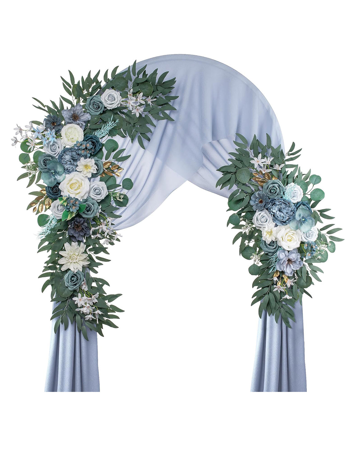 Gray Blue Wedding Arch Artificial Flowers Two Swag Set for Arch Backdrop