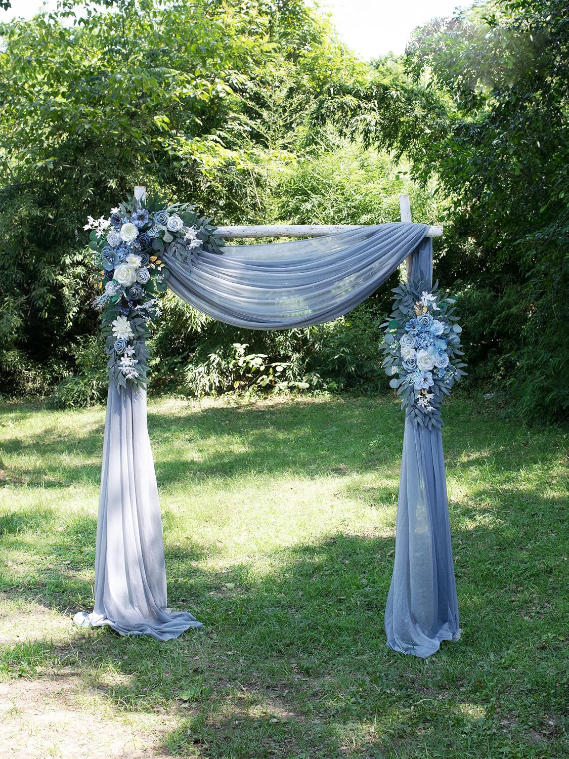 Gray Blue Wedding Arch Artificial Flowers Two Swag Set for Arch Backdrop
