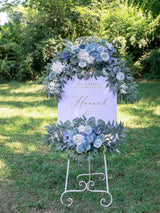 Gray Blue Wedding Arch Artificial Flowers Two Swag Set for Arch Backdrop