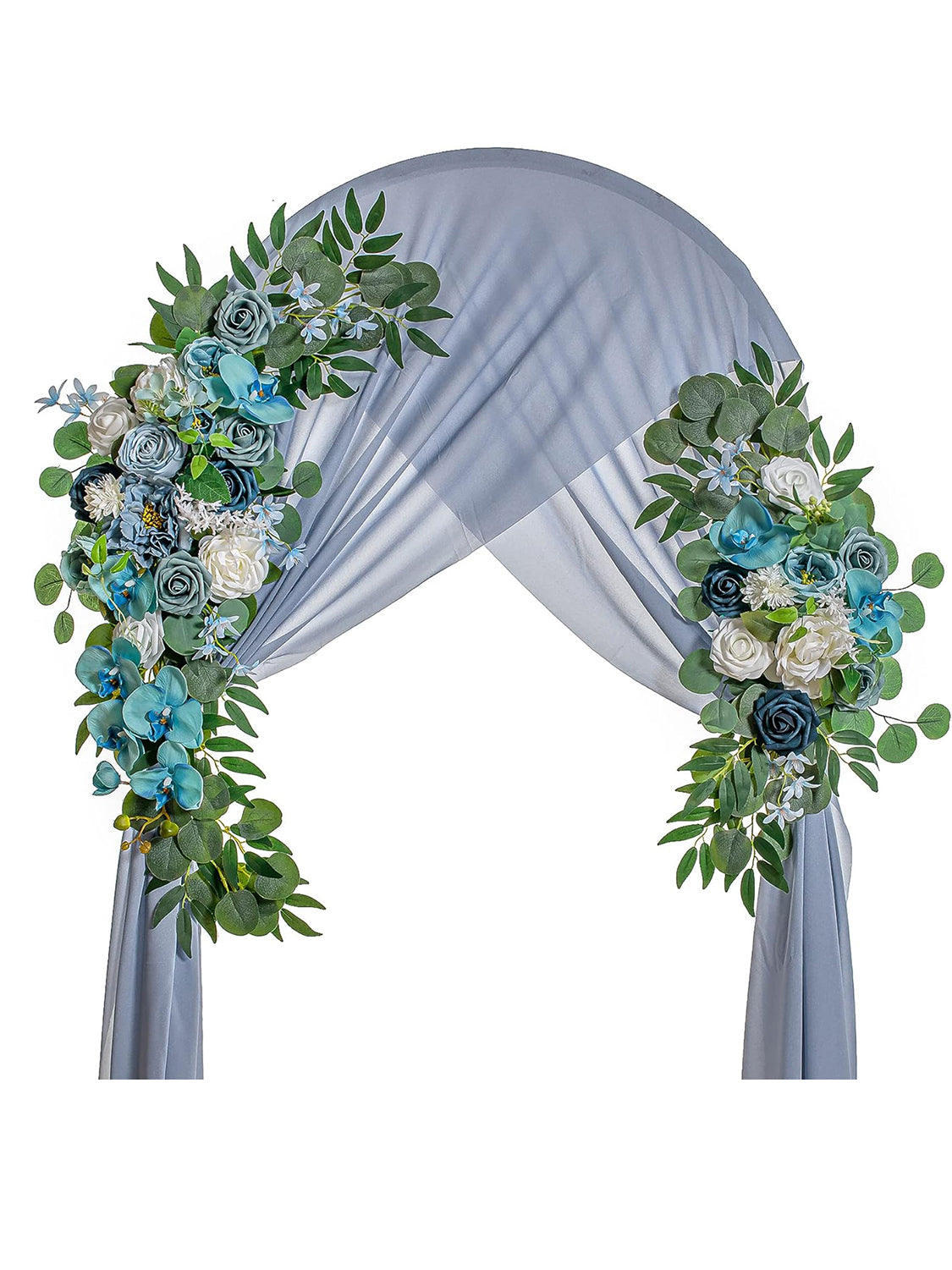Gray Blue And Dark Blue Wedding Arch Flowers 2 Pack For Boho Ceremony Decor