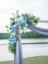 Gray Blue And Dark Blue Wedding Arch Flowers 2 Pack For Boho Ceremony Decor