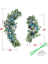 Gray Blue And Dark Blue Wedding Arch Flowers 2 Pack For Boho Ceremony Decor