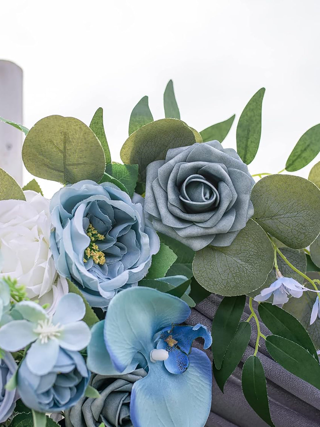 Gray Blue And Dark Blue Wedding Arch Flowers 2 Pack For Boho Ceremony Decor